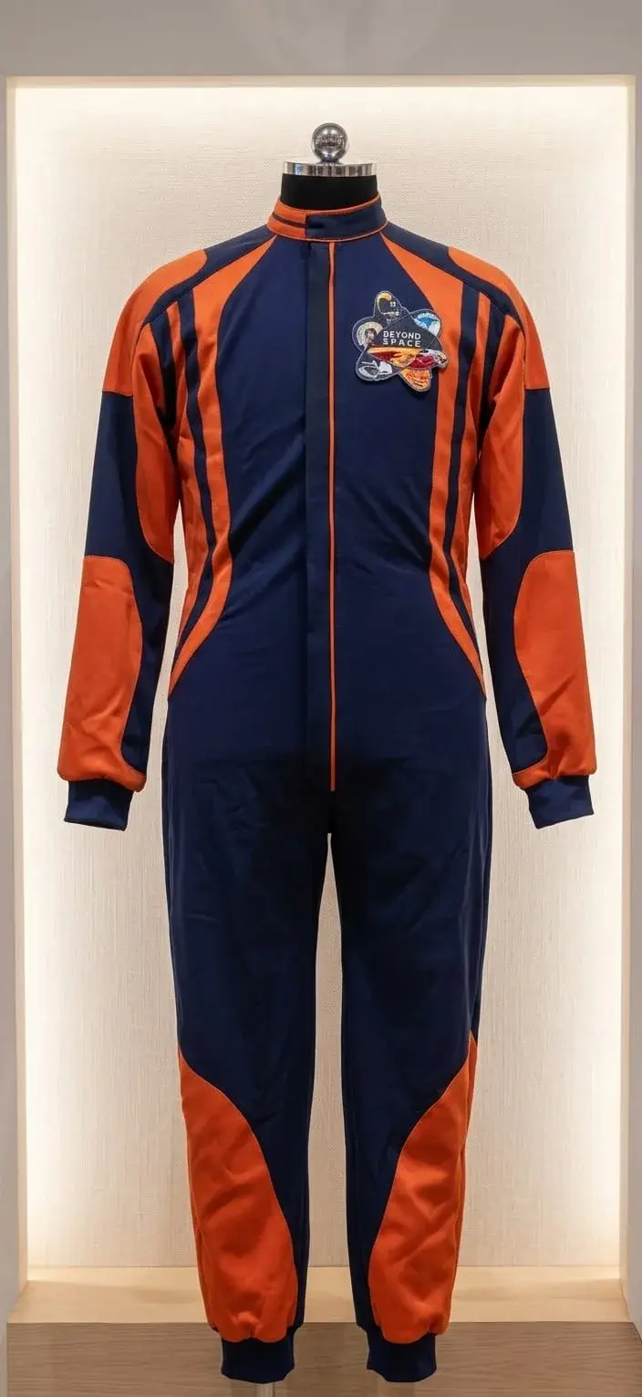 Navy and orange IMM EVA suit prototype