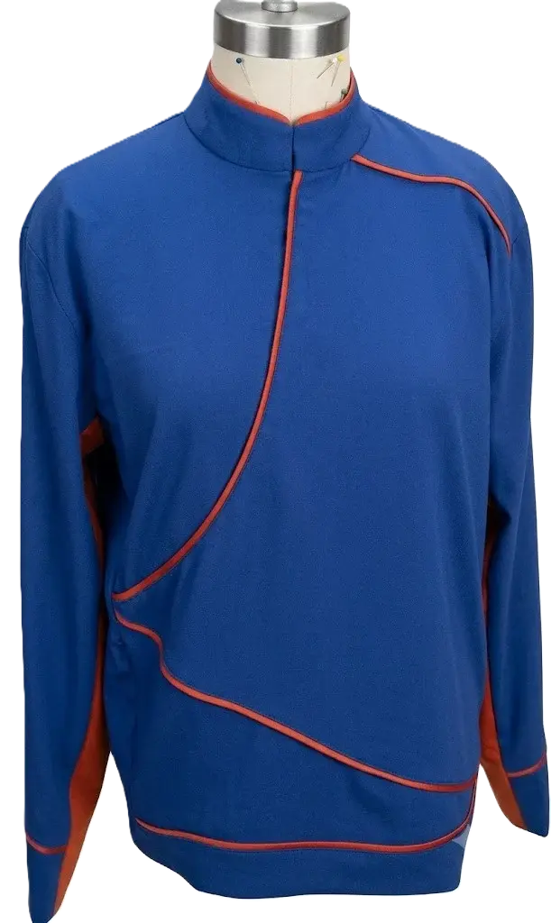 Blue IMM IVA jacket with orange piping
